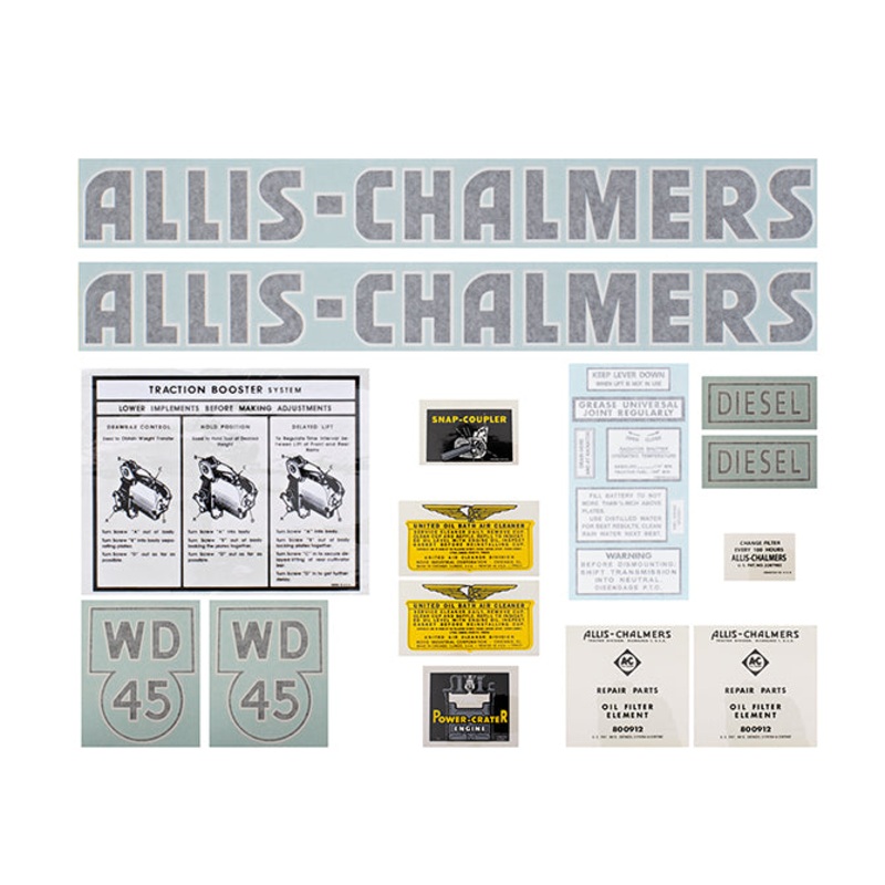 Decal Set for Allis Chalmers WD45 Diesel Vinyl