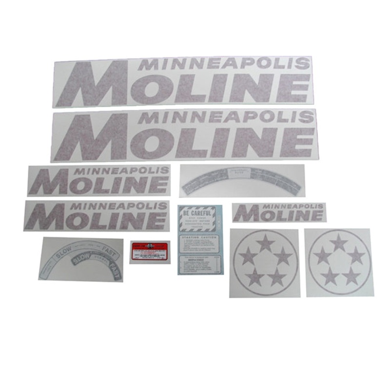 Decal Set for Minneapolis Moline 5 Star Red Vinyl – Red Letters