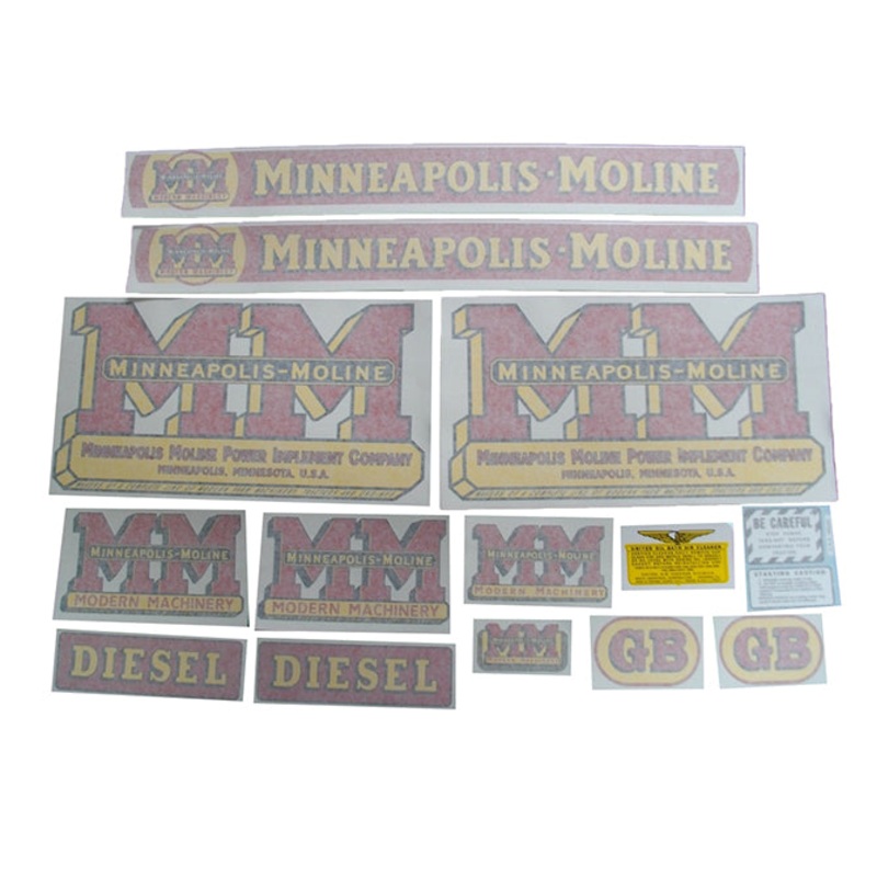 Decal Set for Minneapolis Moline GB Diesel w/ Wide Fenders Vinyl