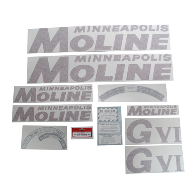 Decal Set for Minneapolis Moline GVI Red Vinyl – Red Letters