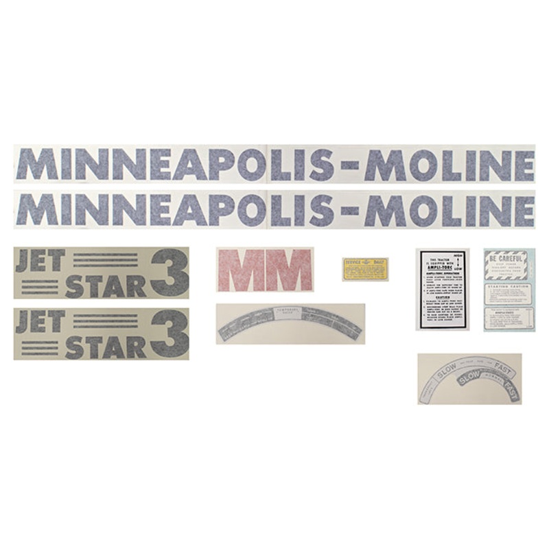 Decal Set for Minneapolis Moline Jet Star 3 Early w/ Lines Vinyl