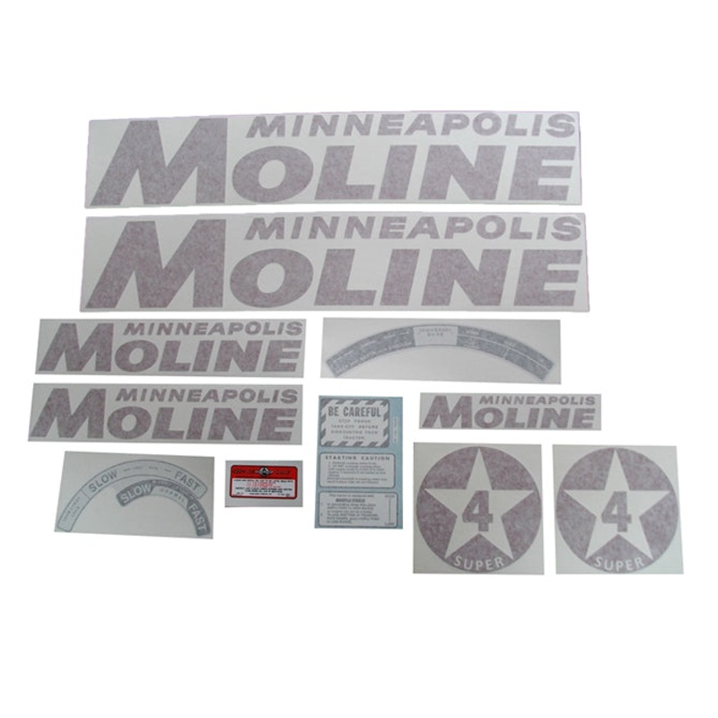 Decal Set for Minneapolis Moline Super 4 Star Red Vinyl – Red Letters