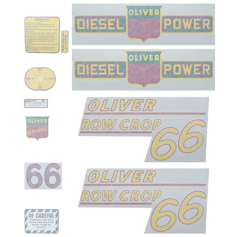 Decal Set for Oliver 66 Row Crop Diesel Vinyl – Yellow Numbers