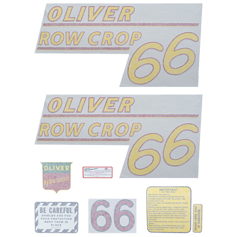 Decal Set for Oliver 66 Row Crop – Gas Vinyl – Yellow Numbers