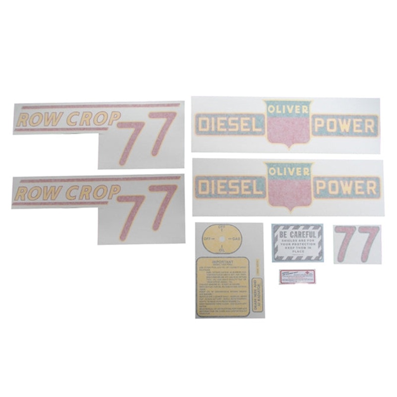 Decal Set for Oliver 77 Row Crop Diesel Vinyl – Red Numbers