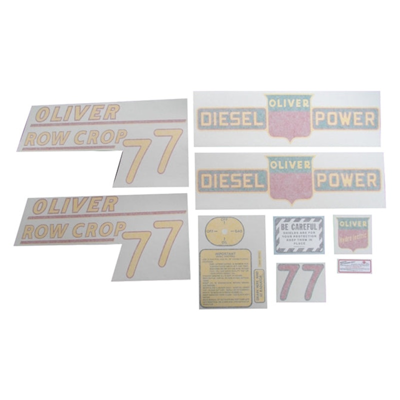 Decal Set for Oliver 77 Row Crop Diesel Vinyl – Yellow Numbers