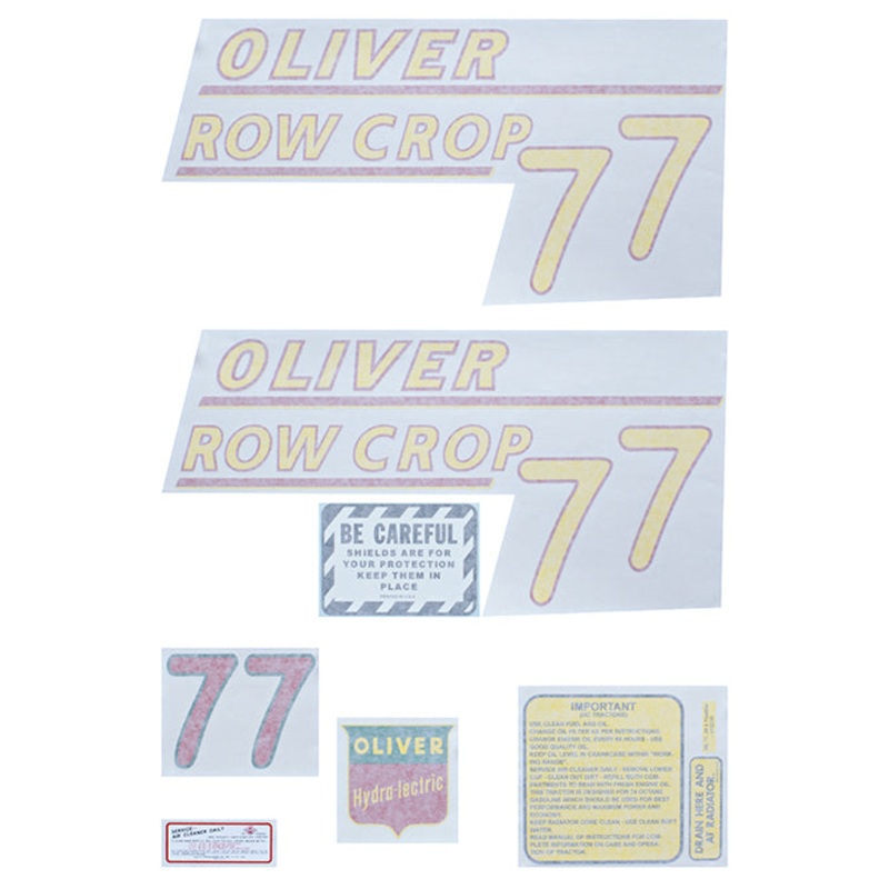 Decal Set for Oliver 77 Row Crop – Gas Vinyl – Yellow Numbers
