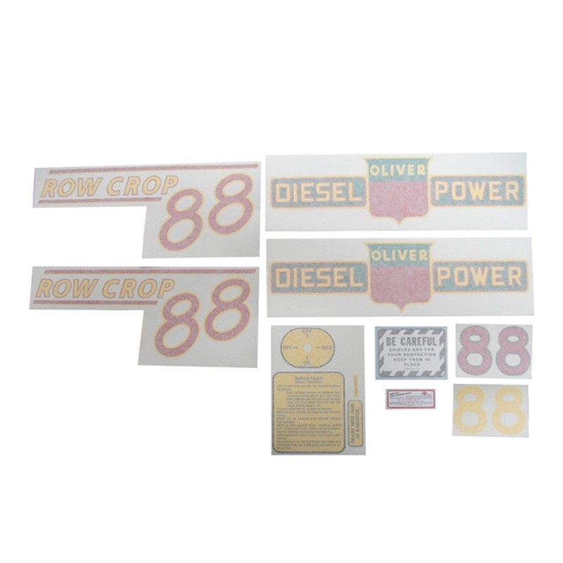 Decal Set for Oliver 88 Row Crop Diesel Vinyl – Red Numbers