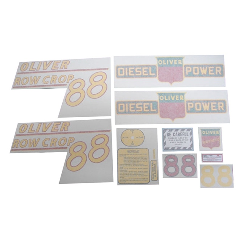 Decal Set for Oliver 88 Row Crop Diesel Vinyl – Yellow Numbers