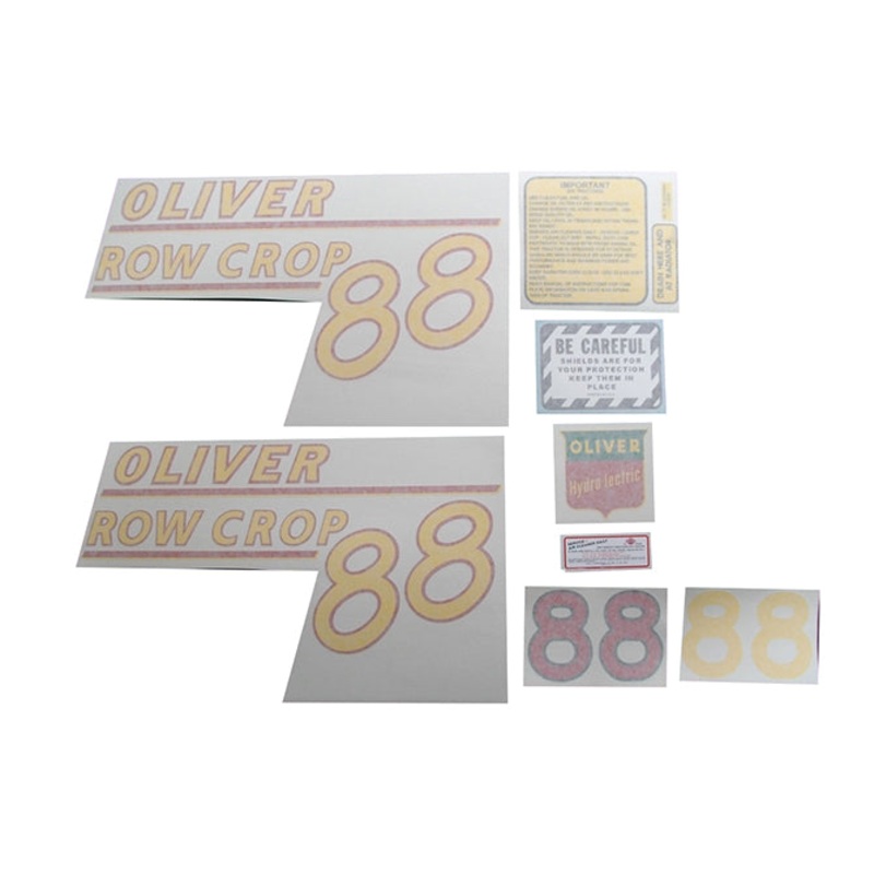 Decal Set for Oliver 88 Row Crop Gas Vinyl – Yellow Numbers