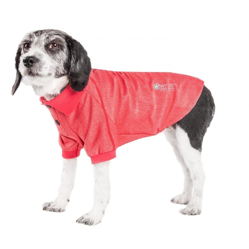 Pet Life Active Relax Stretch Fur Flexed Red Polo Dog T-Shirt
