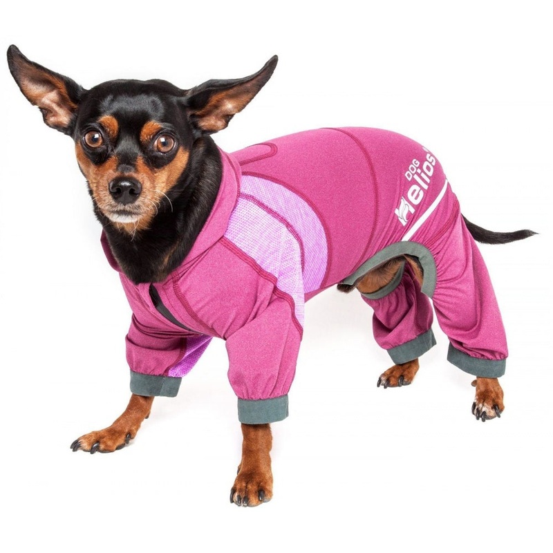 Pet Life Dog Helios Namastail Pink Full Bodied Performance Breathable Yoga Dog Hooded Tracksuit