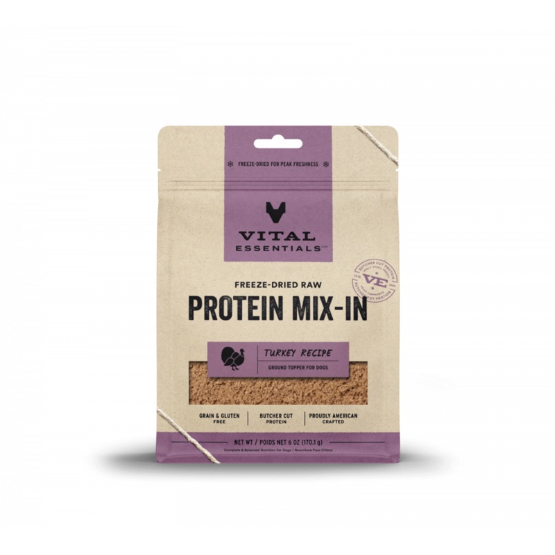 Vital Essentials Freeze Dried Turkey Toppers for Cats and Dogs Food