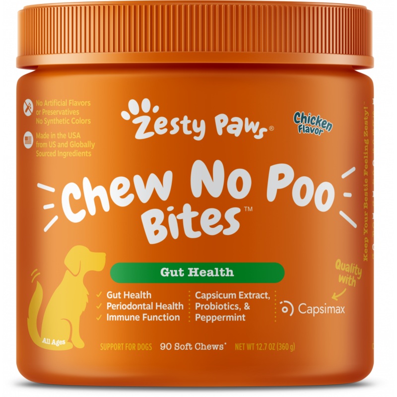 Zesty Paws Chew No Poo Bites Chicken Flavor for Dogs