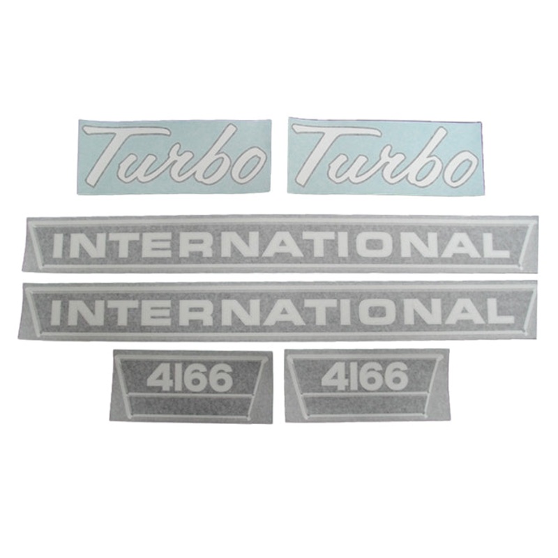 Decal Set for International / Farmall 4166 Turbo Vinyl – Black & Chrome – Hood Only
