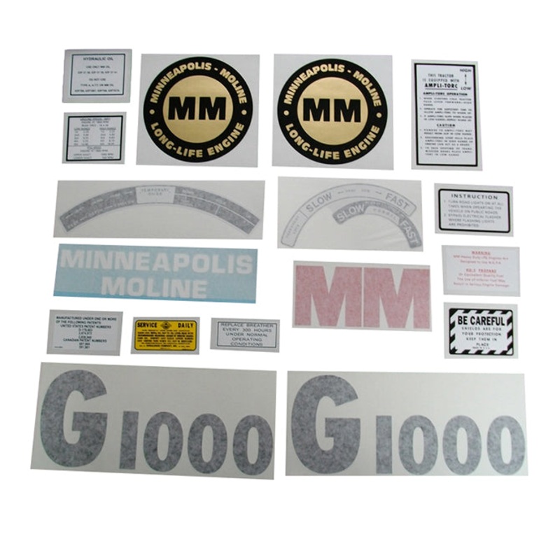 Decal Set for Minneapolis Moline G1000 Vinyl