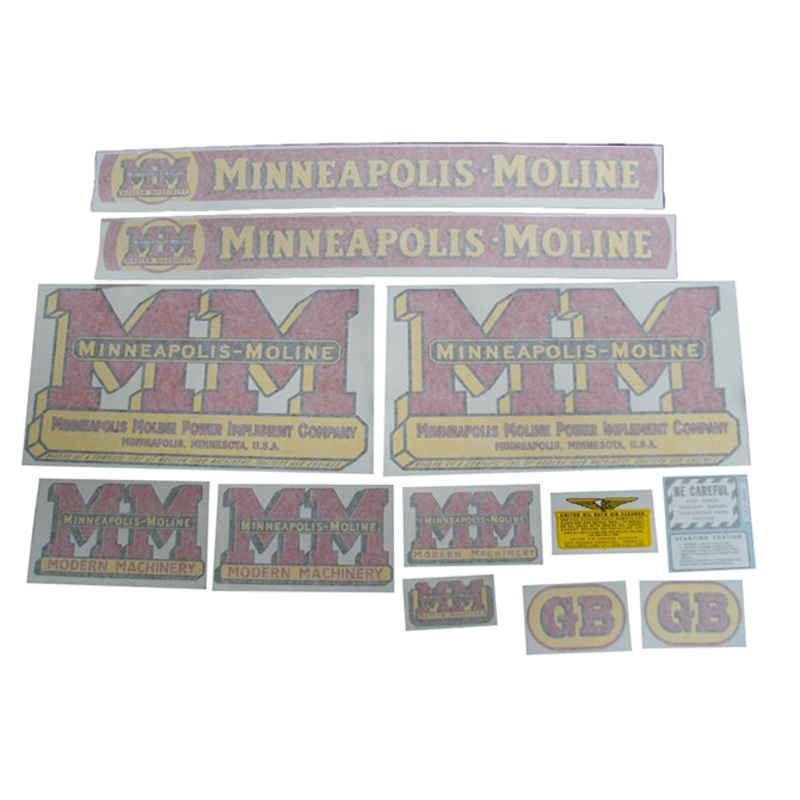 Decal Set for Minneapolis Moline GB w/ Wide Fenders Vinyl