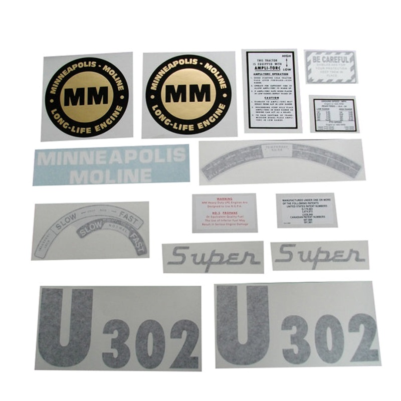 Decal Set for Minneapolis Moline Super U302 Vinyl