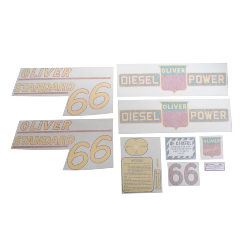 Decal Set for Oliver 66 Standard Diesel Vinyl – Yellow Numbers