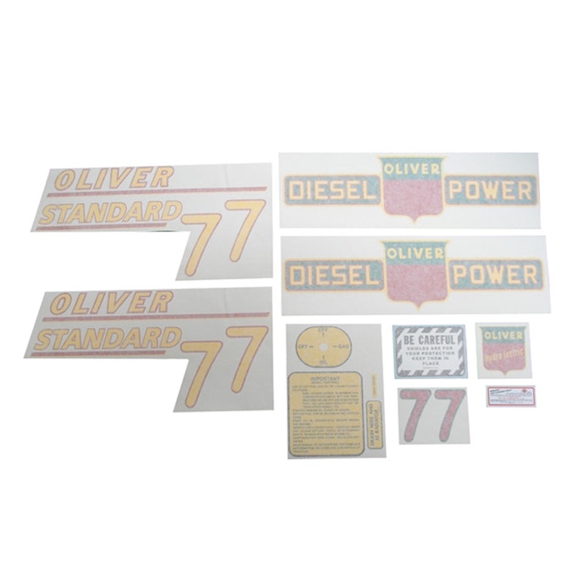 Decal Set for Oliver 77 Standard Diesel Vinyl – Yellow Numbers