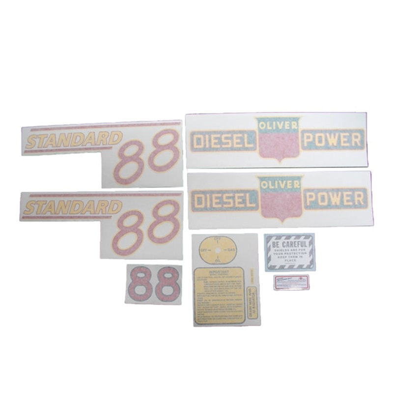 Decal Set for Oliver 88 Standard Diesel Vinyl – Red Numbers