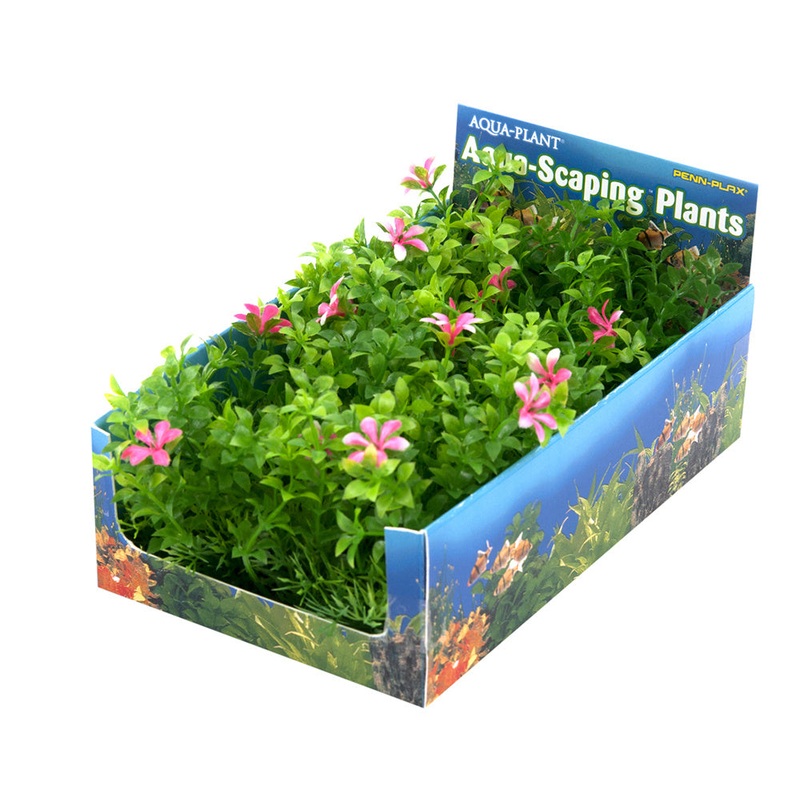 Penn-Plax Aquarium Decor Plant Bunch Green & Pink 5 count