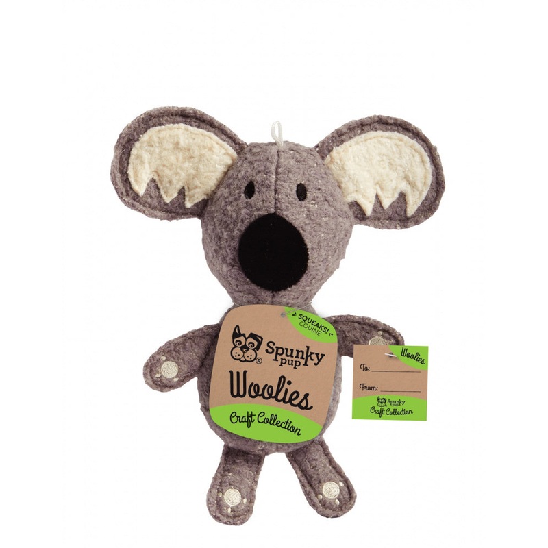 Spunky Pup Woolies Craft Collection Koala Squeaky Plush Dog Toy