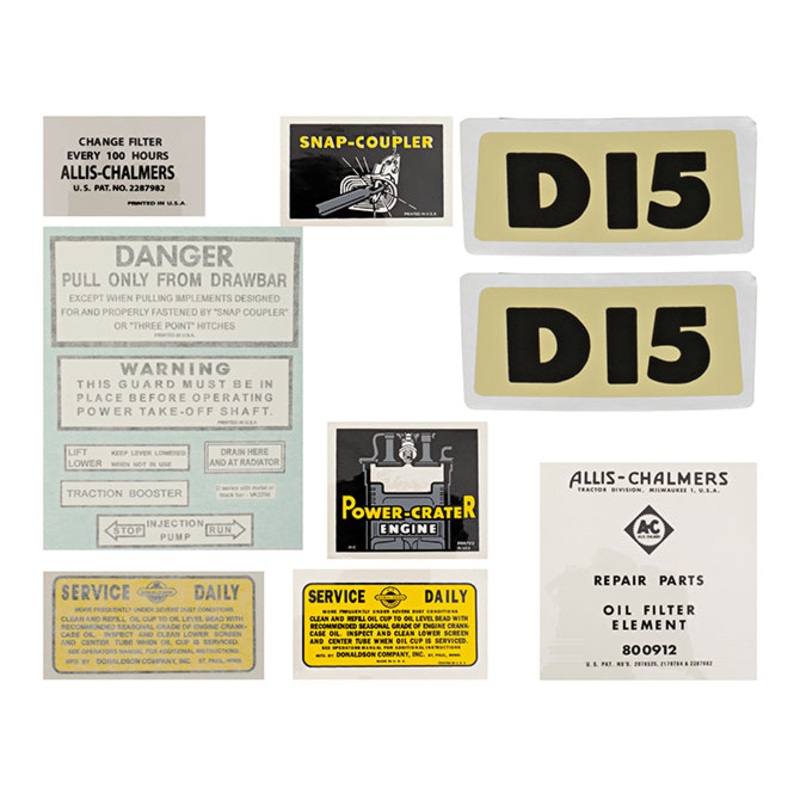 Chassis Decal Set for Allis Chalmers D15 Vinyl