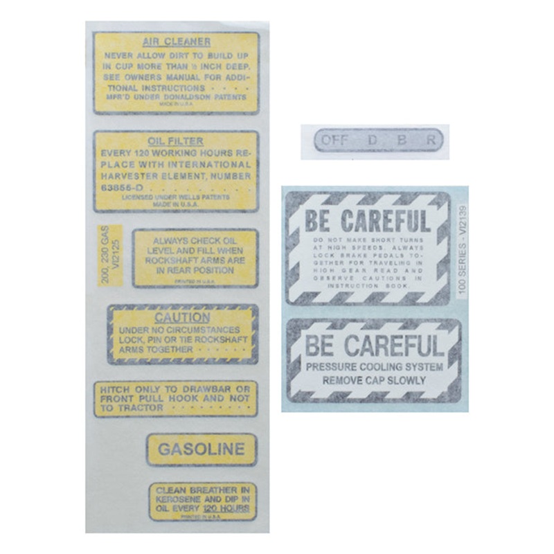 Chassis Decal Set for International / Farmall 200 Vinyl