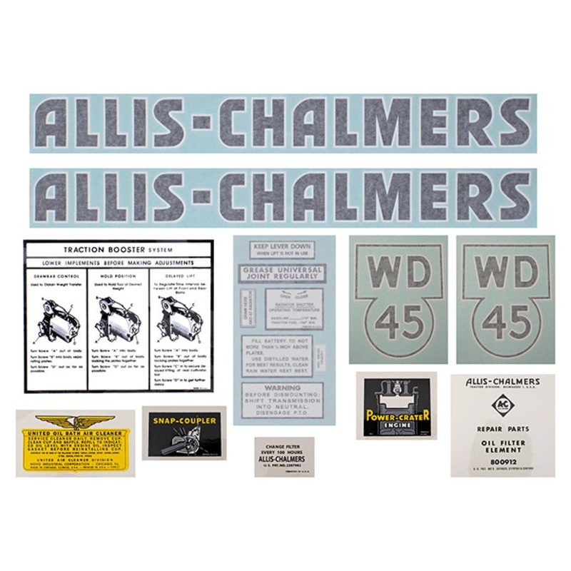 Decal Set for Allis Chalmers WD45 Vinyl