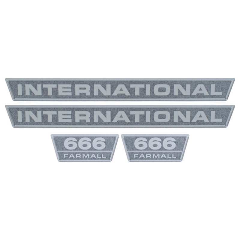 Decal Set for International / Farmall 666 Vinyl – Black & Chrome – Hood Only