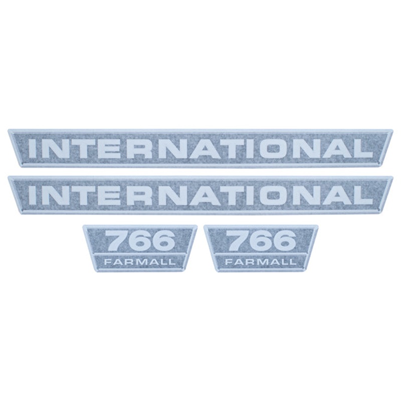 Decal Set for International / Farmall 766 Vinyl – Black & Chrome – Hood Only