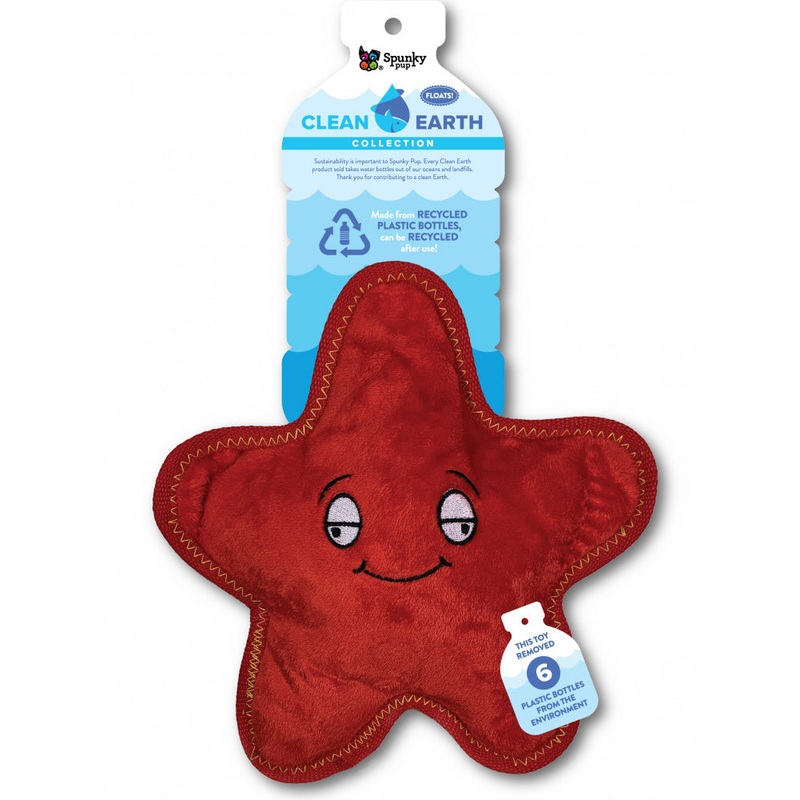 Spunky Pup Clean Earth Starfish Plush Dog Toy