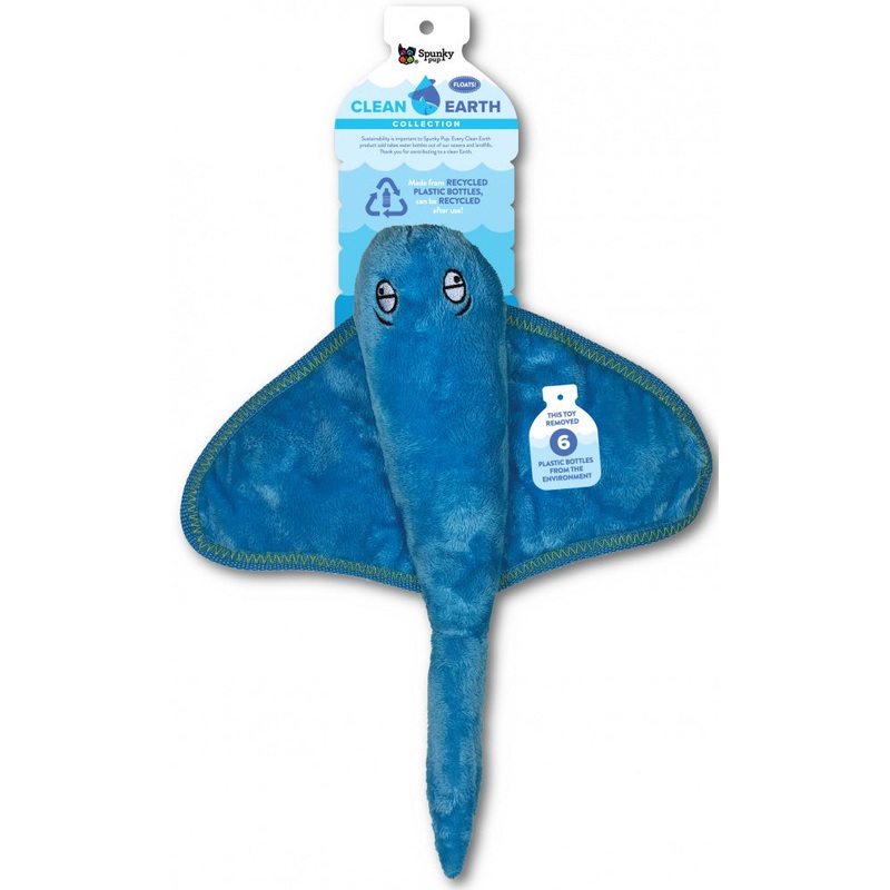 Spunky Pup Clean Earth Stingray Plush Dog Toy