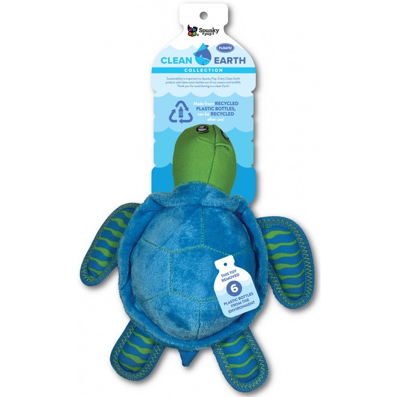 Spunky Pup Clean Earth Turtle Plush Dog Toy