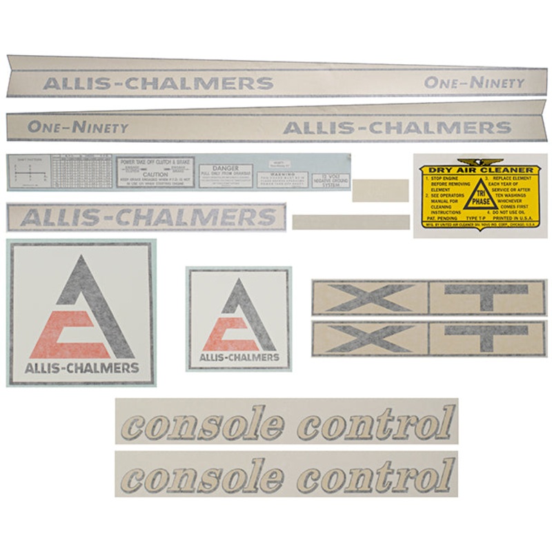 Decal Set for Allis Chalmers 190XT One-Ninety XT Spelled Out