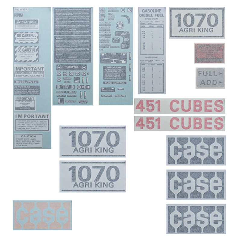 Decal Set for Case 1070 Agri King Diesel 1970 – Early 1974