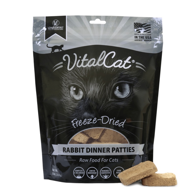 Vital Essential Grain Free Rabbit Dinner Patties Freeze Dried Raw Food for Cats