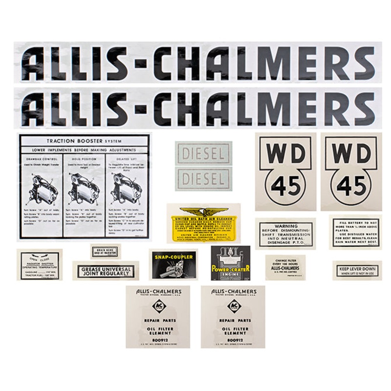 Decal Set for Allis Chalmers WD45 Diesel