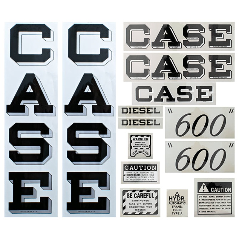 Decal Set for Case 600 Diesel Tractors