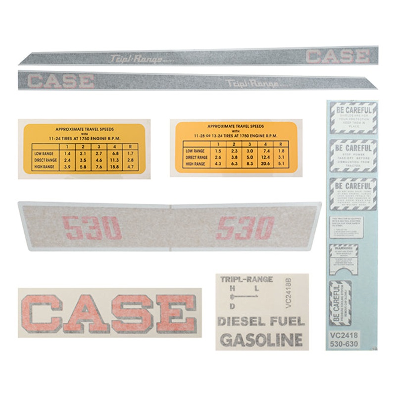 Decal Set for Case 530 Tripl-Range Gas