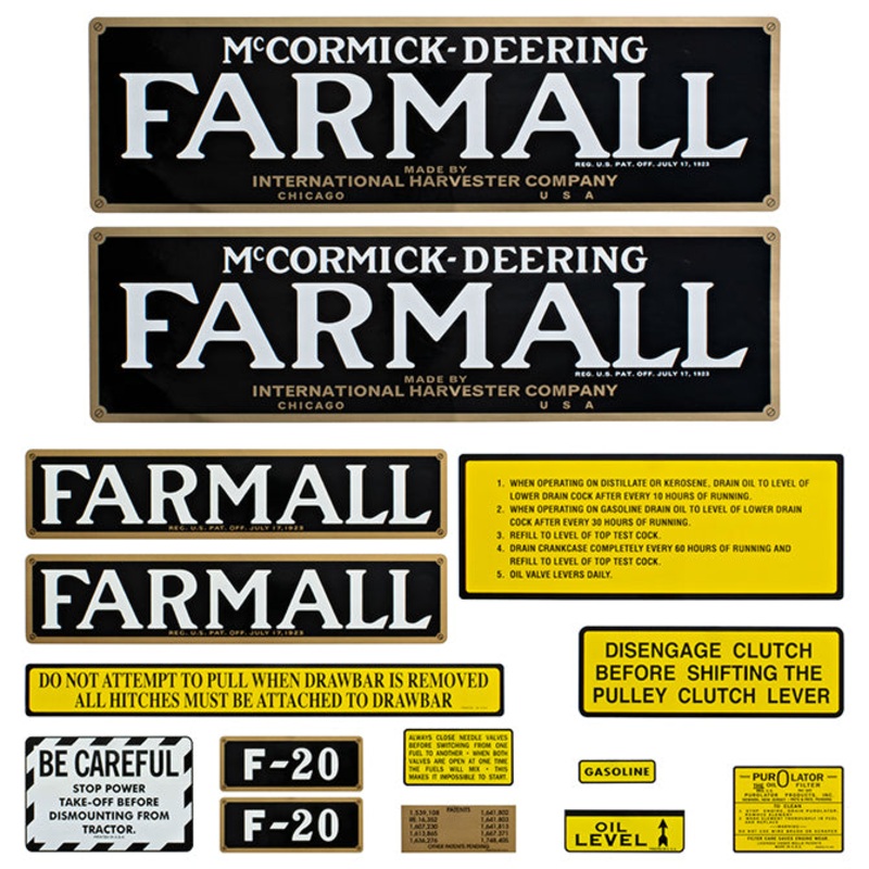 Decal Set for International / Farmall F-20 Narrow Tread