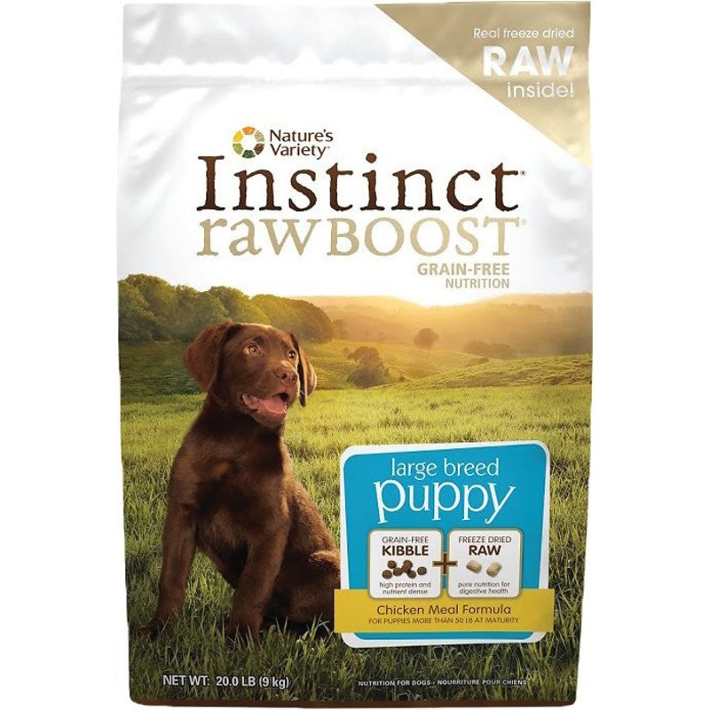 Instinct by Nature’s Variety Raw Boost Grain-Free Chicken Meal Recipe Large Breed Puppy Dry Dog Food, 20-lb bag