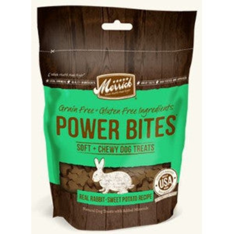 Merrick Power Bites Real Rabbit + Sweet Potato Recipe Grain-Free Soft & Chewy Dog Treats