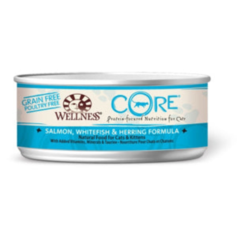 Wellness CORE Grain-Free Salmon, Whitefish & Herring Formula Canned Kitten & Cat Food, 5.5-oz, case of 24