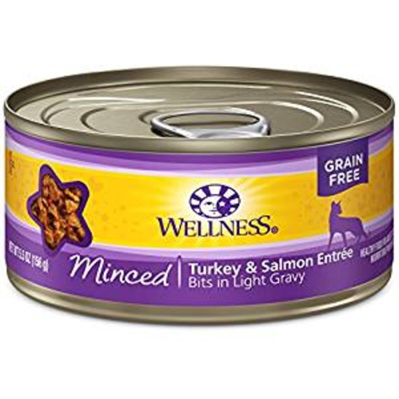 Wellness Sliced Turkey & Salmon Dinner Grain-Free Canned Cat Food, 5.5-oz, case of 24