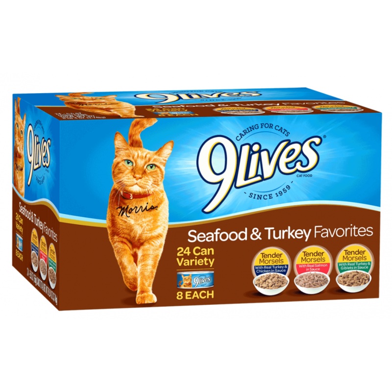 9 Lives Seafood and Turkey Favorites Variety Pack Canned Cat Food