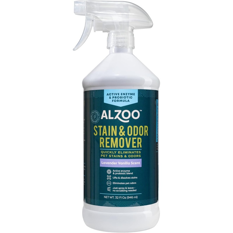 ALZOO Stain & Odor Remover Dog & Cat Deodorizer Spray, Lavender Vanilla