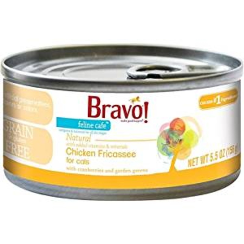 Bravo! Feline Cafe Chicken Fricassee Grain-Free Canned Cat Food, 5.5-oz, case of 24