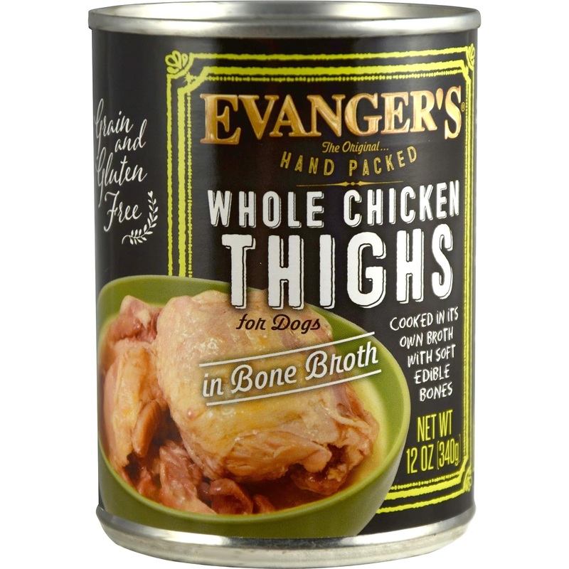 Evanger’s Grain-Free Hand Packed Whole Chicken Thighs Canned Dog Food, 12-oz, case of 12